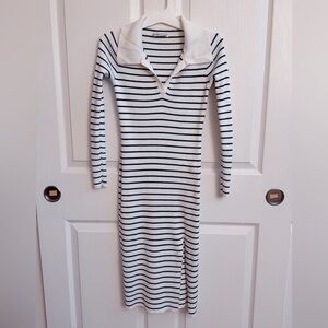 Abercrombie & Fitch Black and White Striped Long Sleeve Dress